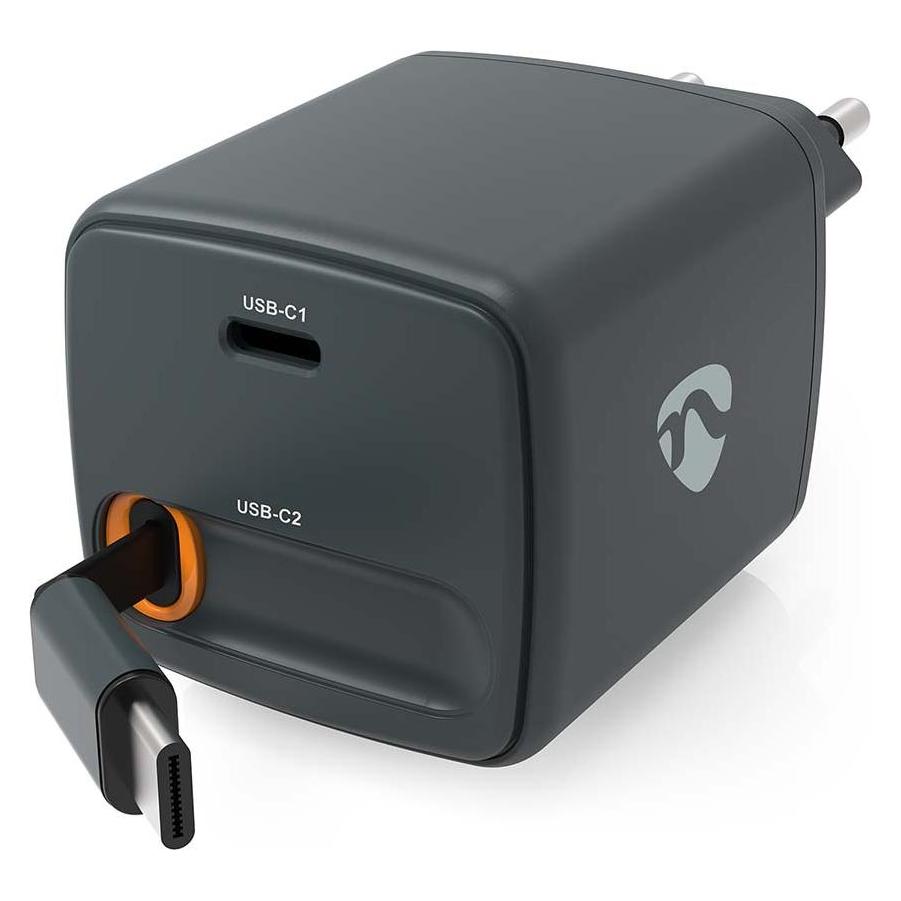 Nedis Charger w/ Retractable Cable 30 W PD3.0 30W USB-C 0.75 M (30 W, 1 Port) (WCHARC30WBK)
