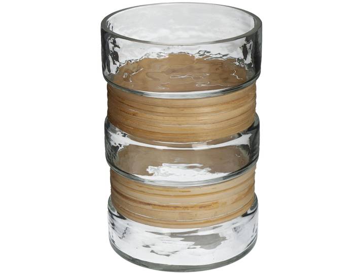 Windlicht Natural transparent Glas/Zuckerrohr H 15 cm - Windlicht