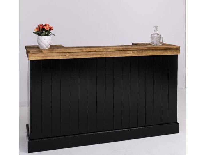 Langer Massivholz Bartresen schwarz-braun - 180 cm