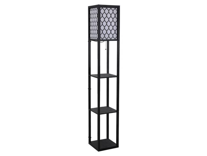 Homcom Stehleuchte Beleuchtung mit 3 Regalen E27 bis 40W für Wohn-/Schlafzimmer Holz, Schwarz, Glas, 26x160x26 cm, Lampen & Leuchten, Innenbeleuchtung, Stehlampen