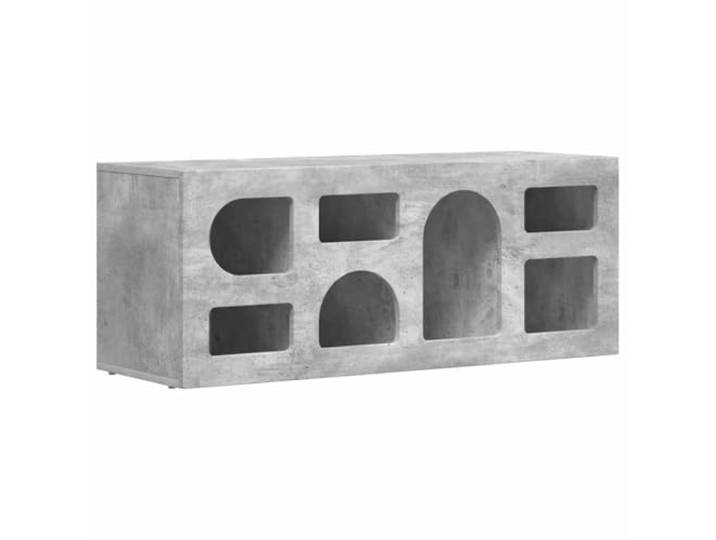 LMTYOENFG TV Schrank Betongrau 100x35x40 cm Holzwerkstoff Lowboard Stilvolle Ergänzung für Schlafzimmer und Wohnraum mit 7 Fächern für Mediengeräte und Unterhaltungselektronik.