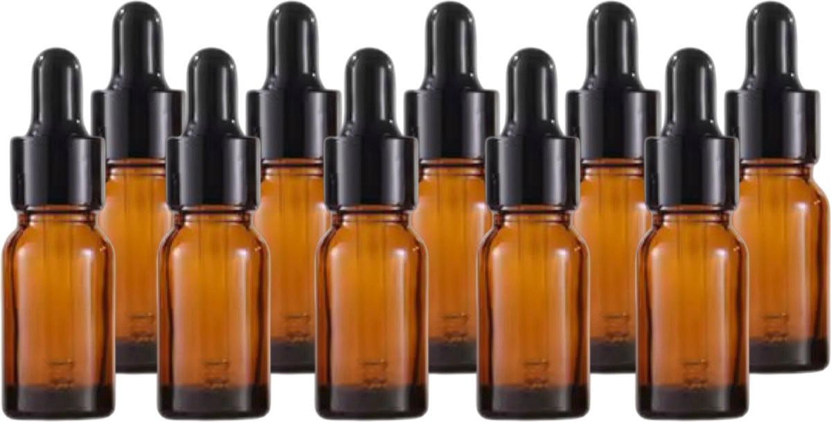 Cailean Pipetflesjes - 10 stuks - 10 ml - Zwart - Glazen druppelflesjes