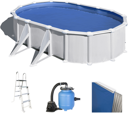 Gre Atlantis Ovale 610x375x120cm - Piscina fuori terra in acciaio - Filtro Aqualoon
