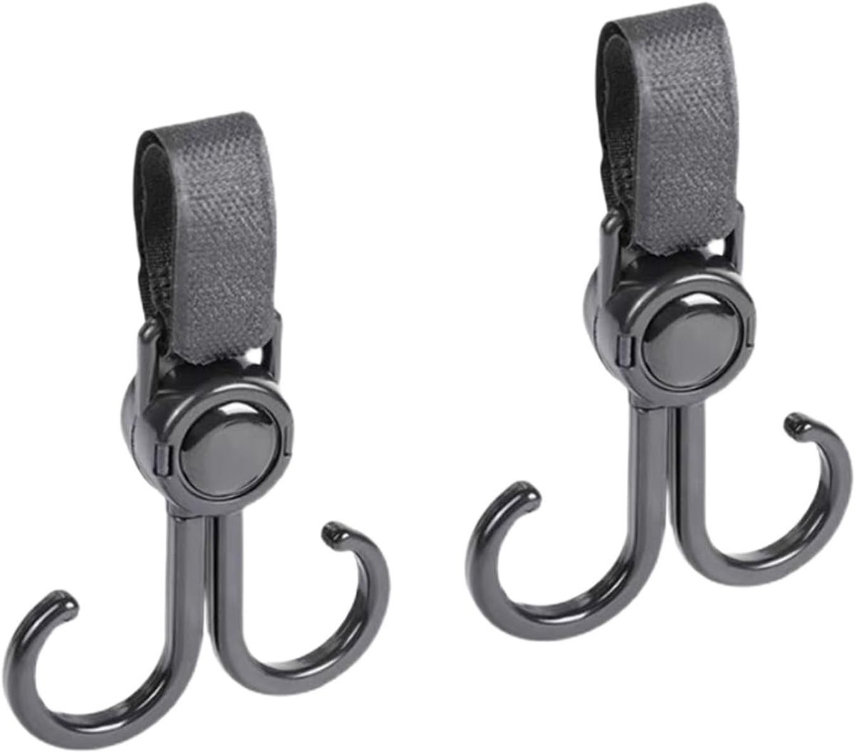 Dubbele Kinderwagen Haken - 2 Stuks - Zwart