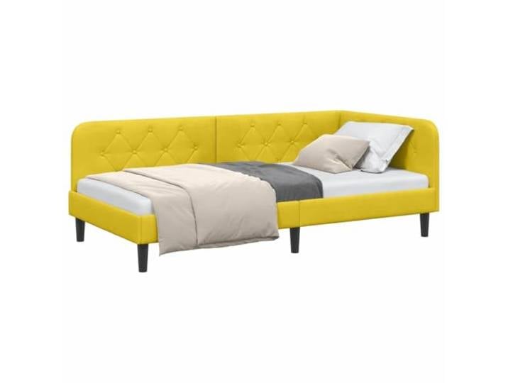 KTHLBRH Eckbett gelb 100 x 200 cm Samt Wendbare Armlehne, platzsparendes Schlafsofa, Holzrahmen, 140 kg