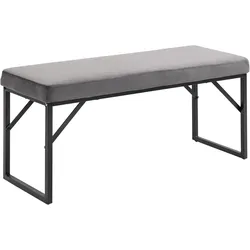 BETTBANK in Samtoptik, Schlafzimmer, bis 200 kg Belastbar, Stahl, Dunkelgrau