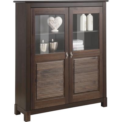 Highboard OTTO HOME "Rauna", braun (dunkelbraun), B:111,6cm H:135,7cm T:38cm, Sideboards, Highboard, Vitrine, Breite 111,6 cm, aus massiver Kiefer