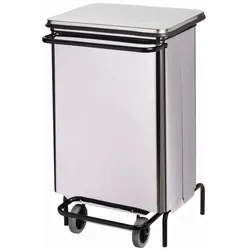 Mülltonne Orgavente Frontinox mobil Edelstahl 70 L mit Fußpedal und zwei fahrbaren Rädern, HACCP gerecht