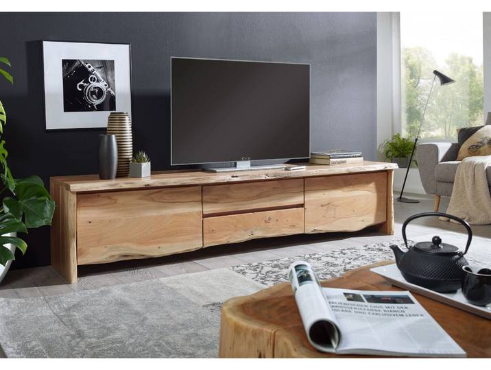 TV-Board Akazie 220x45x50 natur lackiert PURE ACACIA #704
