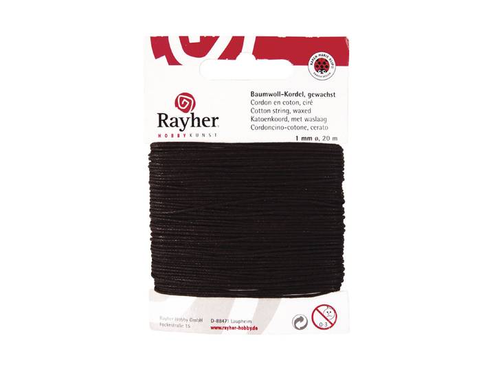 Rayher Baumwollkordel Gewachst 20 m ⌀ 1 mm