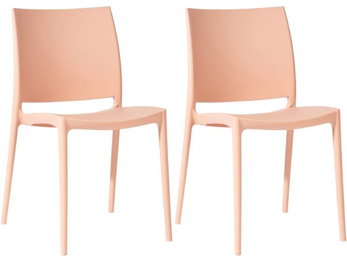 CLP Meton Set van 2 Tuinstoelen - Stapelbaar - Onderhoudsvriendelijk - Weerbestendig - perzik