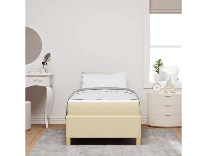 KTHLBRH Boxspringbett mit Matratze 100 x 200 cm Creme Gepolsterter Boden, technisches Holz, rechteckiges Design, integrierte Aufbewahrung
