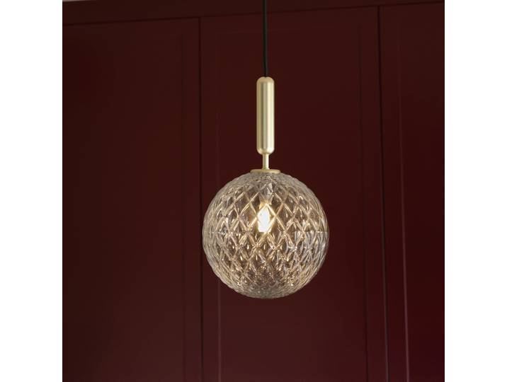 Miira 1 Pendelleuchte Large Brass/Optic Clear - Nuura Miira 1 Large - Wohnzimmer - Design - Glas - Kugel