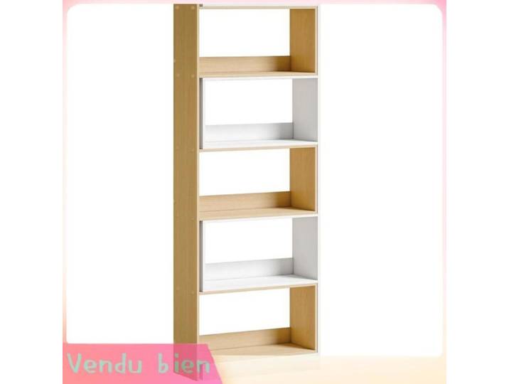 LIA Bibliothèque d'angle rotative 350° à 5 niveaux étagère de rangement extensible en forme L 60-111x24x164cm chêne
