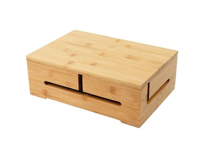 Relaxdays Boîte à câbles Gestion et Ventilation\, Bambou. H x L x P 11 x 32 x 22 cm\, cacher les câbles\, boîte à prises
