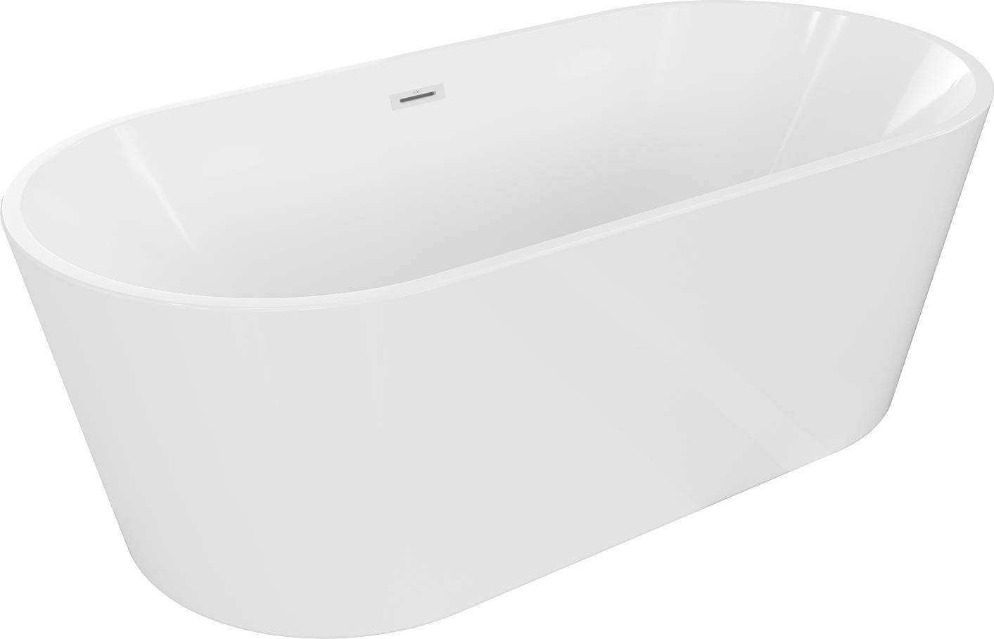 Mexen Luna freistehende Wanne 140 x 75 cm, weiß, Überlauf weiß - 52031407500-20
