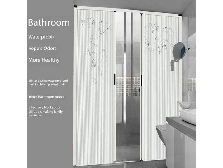 Installation Invisible gratuite, rideaux de séparation coulissants de cuisine, salle de bain simple, porte pliante de salle de bain