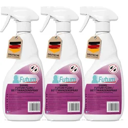 FUTUM 2x500ml Bettwanzenspray / Flohspray bekämpft Insekten, Eier, Larven, Insektenspray ohne Biozide auf Wasserbasis,  Sofortwirkung ohne Flecken