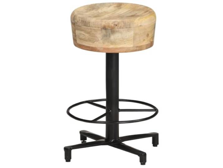 HBBMGYD Barhocker, 52 cm, Mangoholz, massiv, 2 Stück Fußgestell aus pulverbeschichtetem Eisen, integrierte Fußstütze, natürliche Maserung, 110 kg pro Sitz, Handwerksarbeit