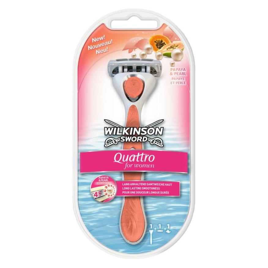 Wilkinson Sword Quattro Women 1 Rasierer + 1 Klingen Papaya & Pearl (73351)