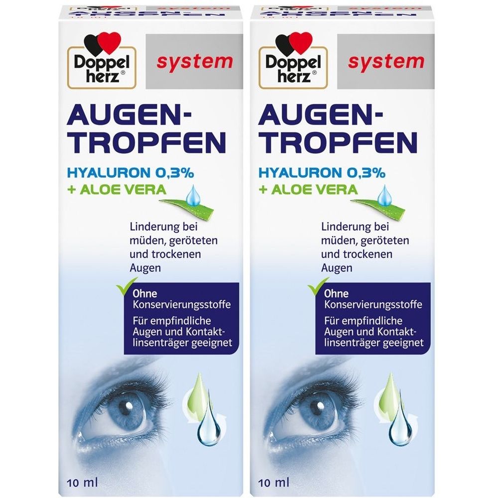 Doppelherz Augen-Tropfen Hyaluron 0,3% system 2x 2x10 ml Flüssigkeit