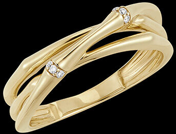 Edenly Ring Heiliger Urwald, 2 verschlungene Reihen, mehrere Diamanten - Gelbgo