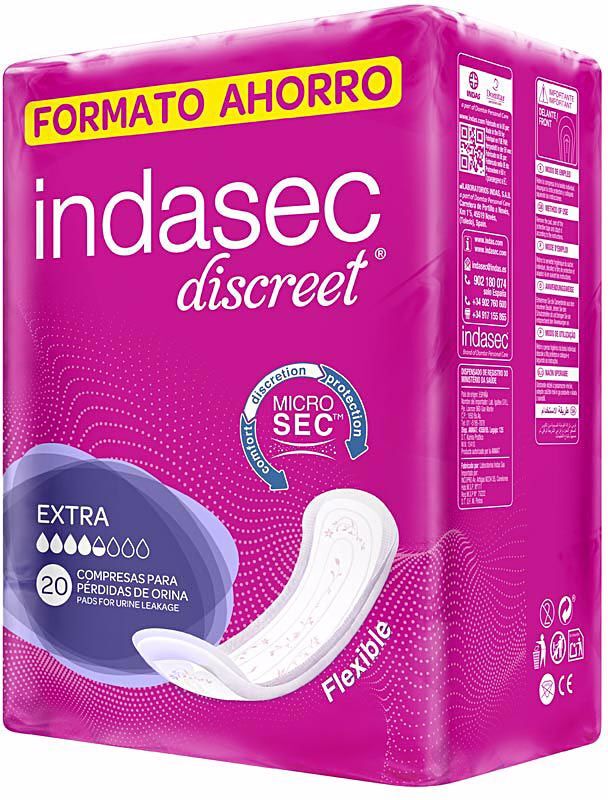 Indasec Discreet compresa incontinencia extra 20 u