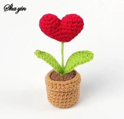 Uplift Essentials Handwoven Heart Flower Pocket Hug Doll Positive Card Desktop Gift Ornament love
