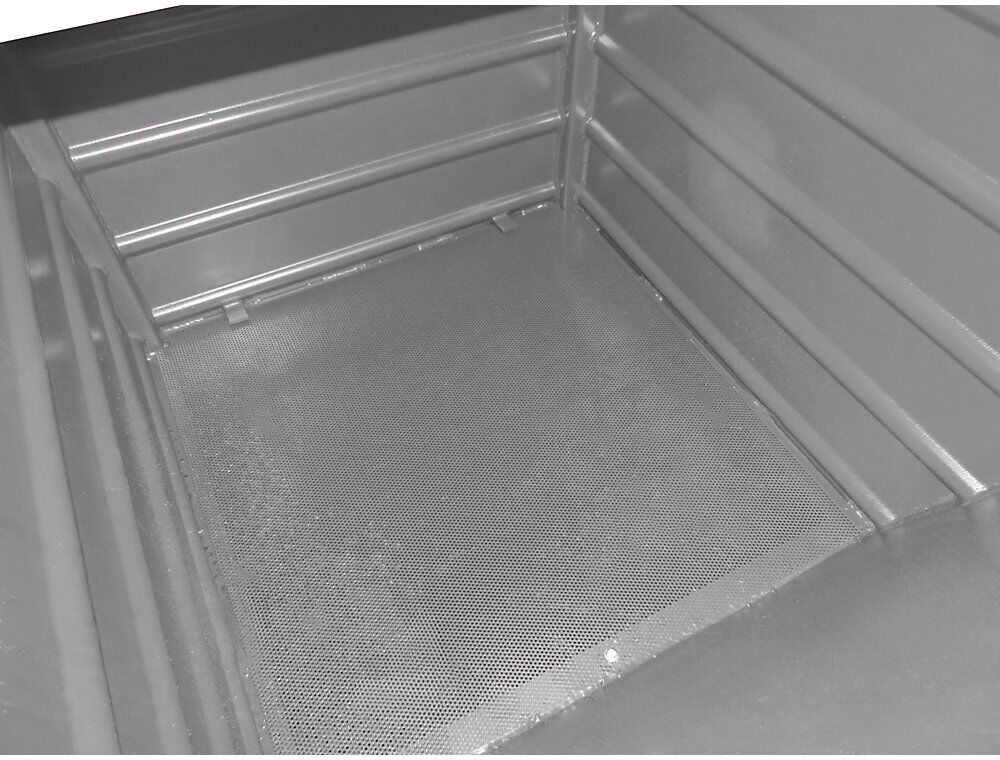 Späne-Stapelkipper BSL mit Lochblechboden, Volumen 0,3 m³, mausgrau eurokraft pro