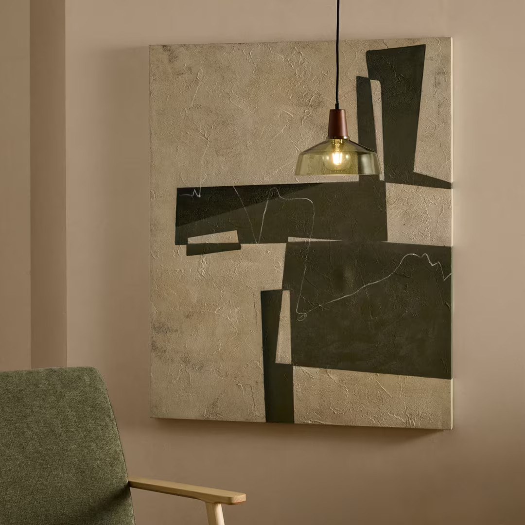 Kave Home Schilderij Fida Canvas Graphic Donkergroen 118 x 94 cm