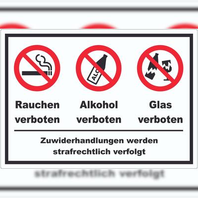 HB-Druck Aufkleber Alkohol Rauchen Glas verboten A7 (74x105mm)