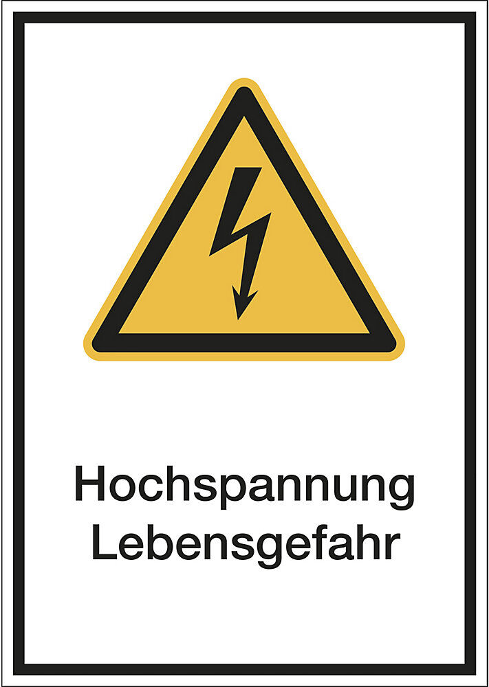 kaiserkraft Kombischilder mit Text für Warnkennzeichen, Hochspannung Lebensgefahr, VE 10 Stk, Kunststoff, LxH 210 x 297 mm