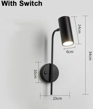 Uplift Picks Rotatable E27 Wall Reading Lamp With Switch Modern Bedside Sconce black + Switch warm White (2700 3500k)
