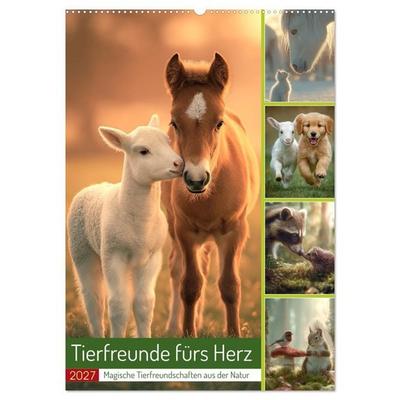 Tierfreunde fürs Herz (Wandkalender 2027 DIN A2 hoch), CALVENDO Monatskalender