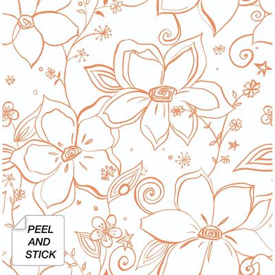 NextWall Linework Floral Peel and Stick Removable Wallpaper
