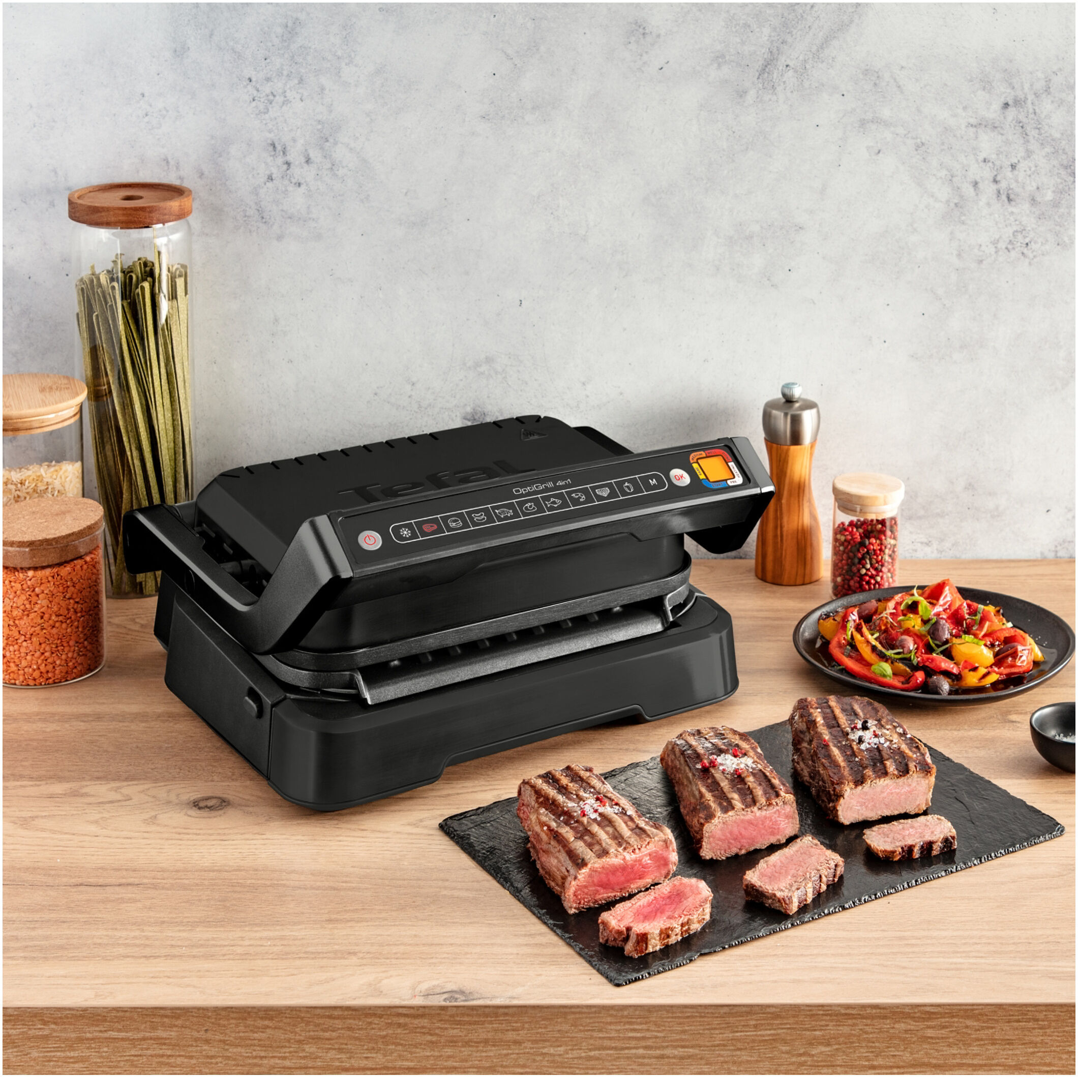 Tefal OptiGrill 4in1 GC7748, Kon­takt­grill schwarz