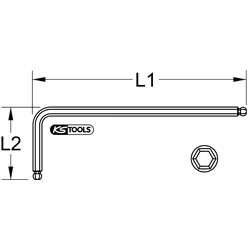 KS Tools Doppel-Kugelkopf-Innensechskant-Winkelstiftschlüssel, XL, farbig gelb - 151.4319 - gelb