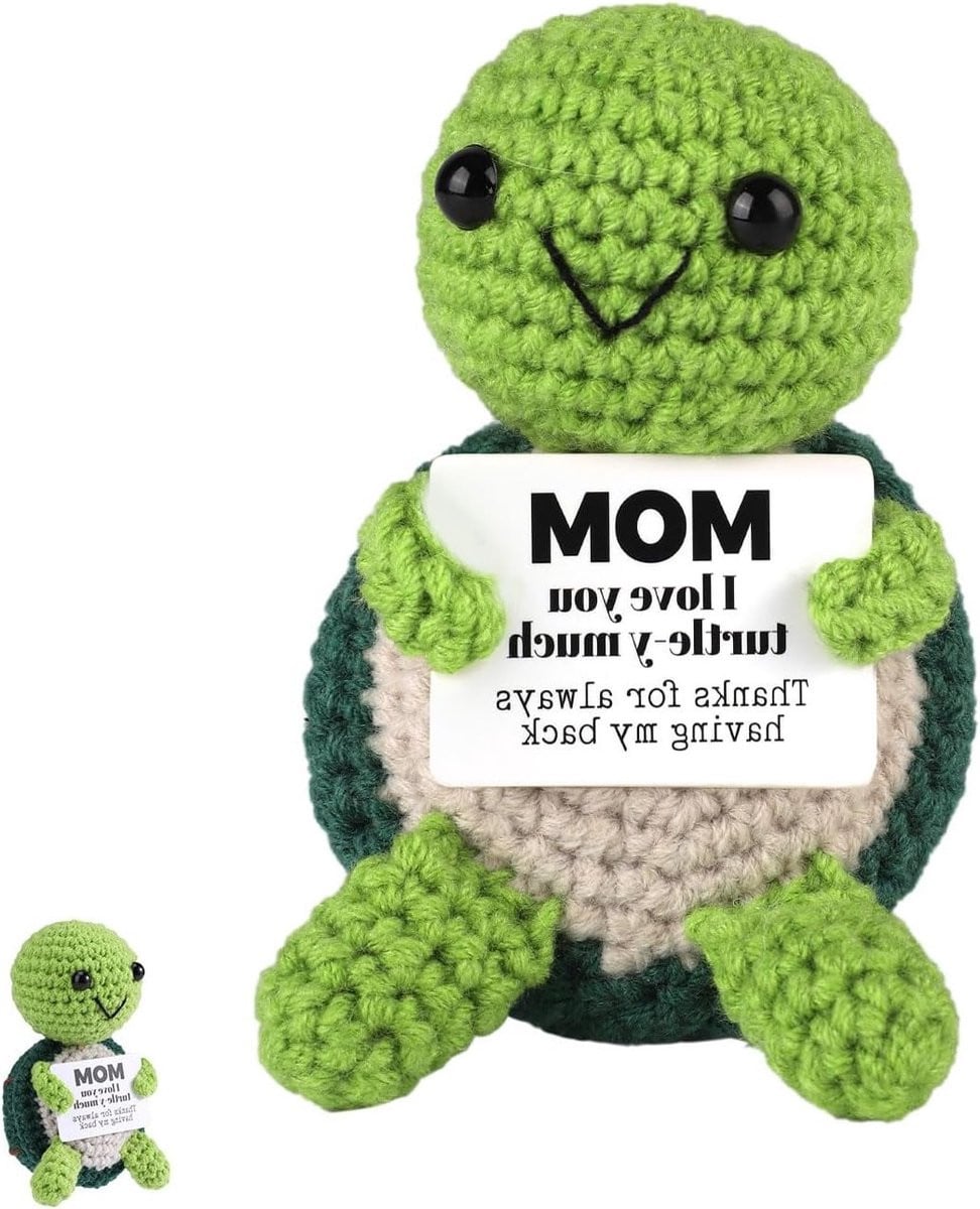 Positieve Gehaakte Schildpad Emotionele Steunpop en Decoratie voor Thuis of Kantoor