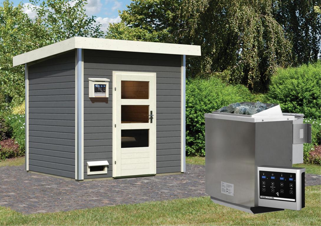 KARIBUHOLZT SH Norge, 9kW Bio ext.Strg moderne Tür, terragrau 16913599
