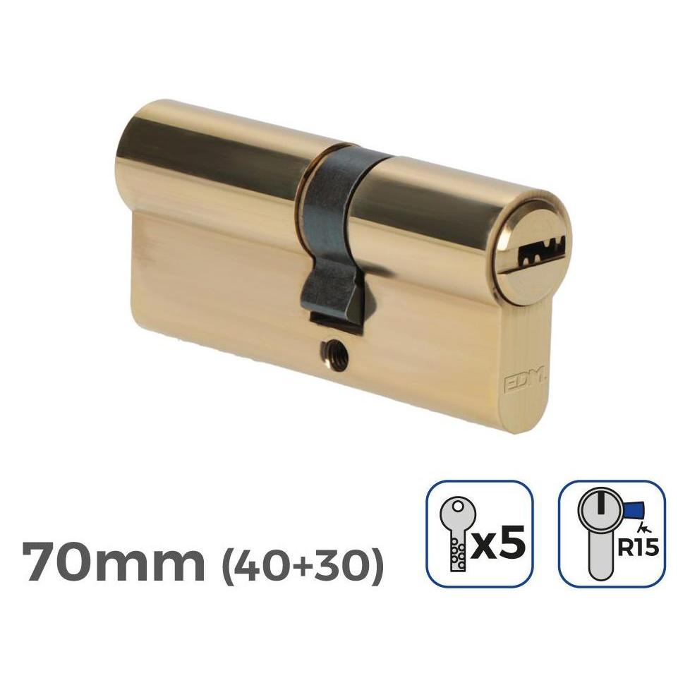 EDM Product Zylinder 85169 R15 Gold Messing Schliessbart Lang Europäisch (Halbzylinder) (45270744)