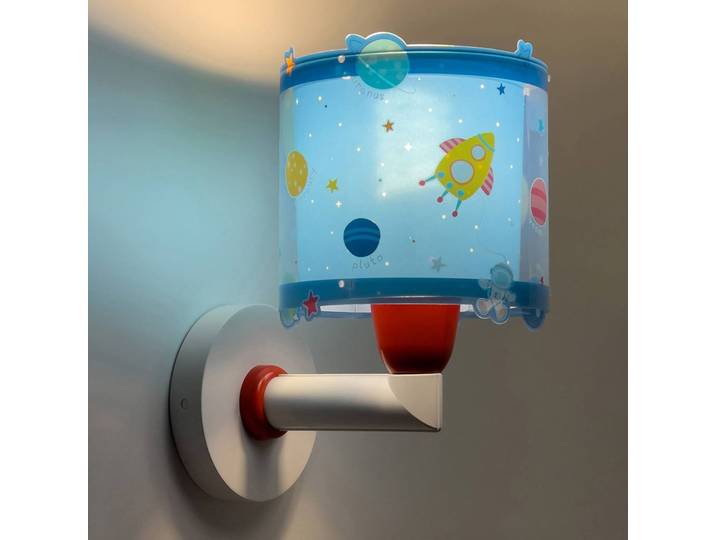 Dalber Planets Kinder-Wandleuchte mit Stecker, blau, für Kinderzimmer, Kunststoff
