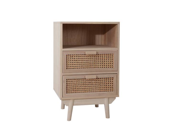 Livetastic Kommode, Natur, Holz, Paulownia,Paulownia, Rattan, furniert, 2 Schublade(n) Schubladen, 42x68x36 cm, stehend, Holzmöbel, Kleinmöbel Holz, Holzkommoden