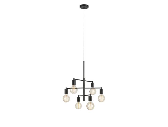 Suspension 6xE27 noir poudré
