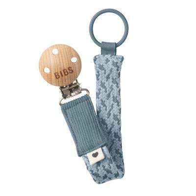 Bibs Fopspeenketting Braided Petrol/Baby Blue 1 St Schnullerkette