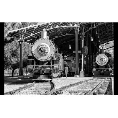 Fototapete PAPERMOON "Bahnhof Schwarz & Weiß", schwarz (schwarz, weiß), B:3,5m L:2,6m, Vlies, Tapeten