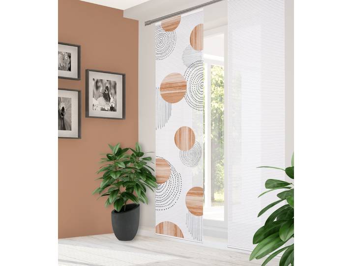 Schiebegardine HOME IN GREEN NEOMI , beige (kupfer), B:60cm H:245cm, Polyester, Gardinen, Schiebegardine, Digitaldruck, Bambus, recycelt