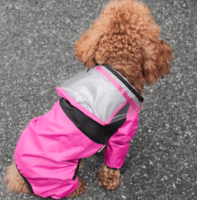 Inspire Picks Transparent Hooded Pet Raincoat Waterproof Jumpsuit For Dogs & Cats pink l