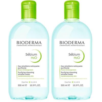 Bioderma Sébium H2O sanft klärendes Mizellenreinigungswasser x2 2x500 ml Lösung