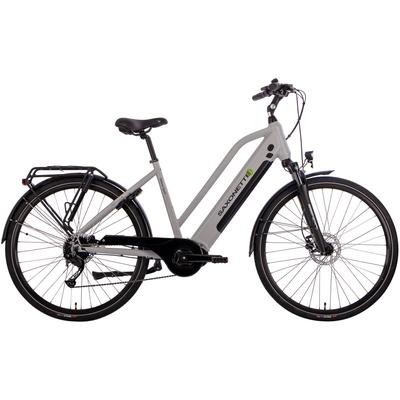 E-Bike SAXONETTE "Deluxe Sport Lady" Gr. 50, silber (silberfarben matt, schwarz), Elektrofahrräder, 50cm, 28 Zoll (71,12cm), Pedelec, Elektrofahrrad für Damen u. Herren