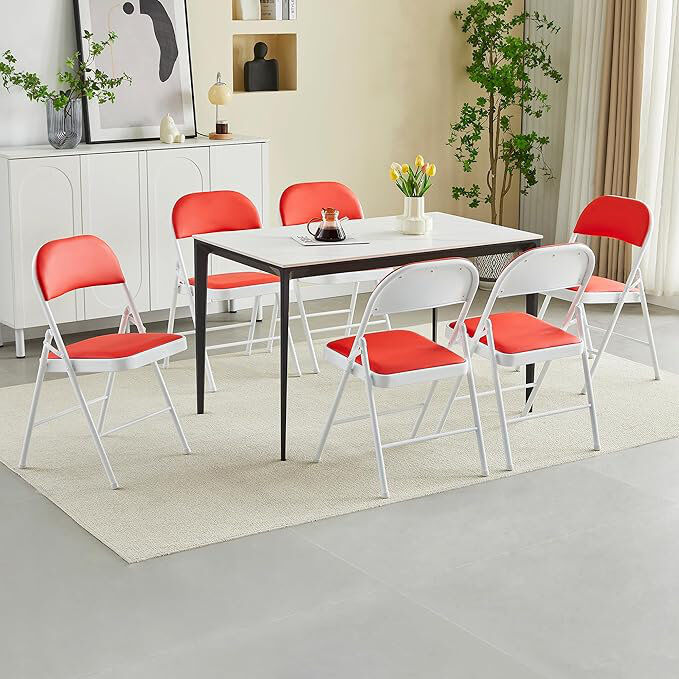 Inbox Zero Texian Metal Office Folding Chairs Folding Chair (Set of 6) Red 79cm H X 46cm D X 46cm W